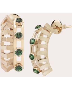 Ritique Tsavorite Mini Tricone Axis Drop Earrings - Natural