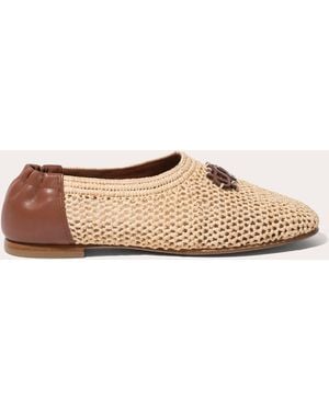 Jonathan Simkhai Eden Monogram Raffia Ballet Flat - Natural