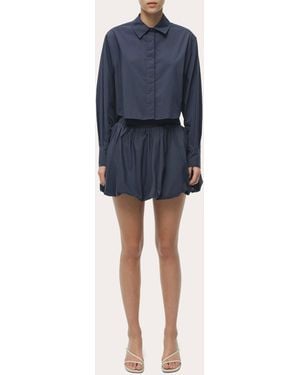 Jonathan Simkhai Pippa Poplin Gathered Bubble Mini Skirt - Blue