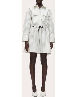 3.1 Phillip Lim Stripe Poplin Belted Mini Shirt Dress - Natural