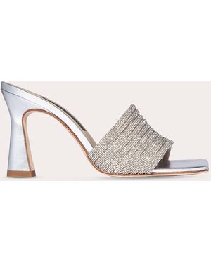 Chelsea Paris Ace Swarovski-Crystal Embellished Metallic-Leather Mule - Natural