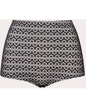 Verde Limon Jane Floral Mesh Boyshort Bikini Bottoms - Black