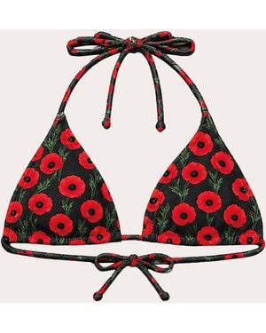 Verde Limon Moa Floral Triangle Bikini Top - Red