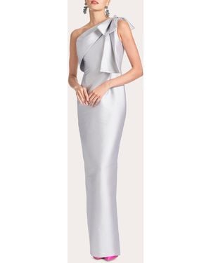 Sachin & Babi Bonnie Bow-Embellished Stretch-Mikado Gown - Metallic