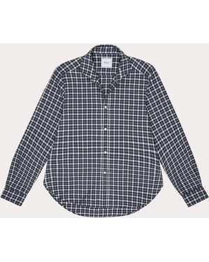 With Nothing Underneath The Classic Brushed Plaid Cotton Shirt Cotton/Denim - Blue