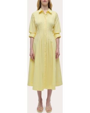 Jonathan Simkhai Jazz Poplin Pintuck Midi Dress - Yellow