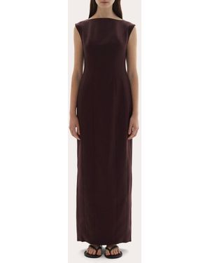 JOAEN Kelli Wool Structured Boatneck Maxi Dress - Purple