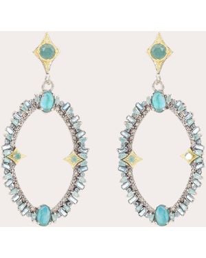 Armenta Topaz & Aquamarine Two-Tone Crivelli Drop Earrings - Natural
