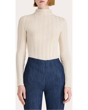Merlette Yarrow Pointelle Knit Turtleneck Top - Blue