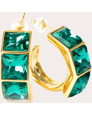 Short & Suite 14K-Plated Swarovski Crystal Hoop Earrings - Green