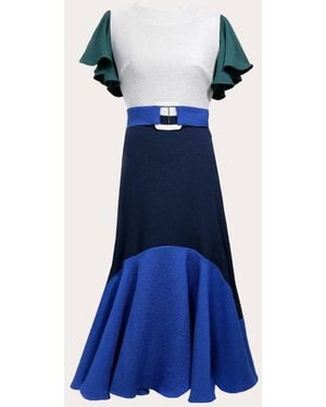 Edeline Lee Dada Jacquard Midi Dress - Blue
