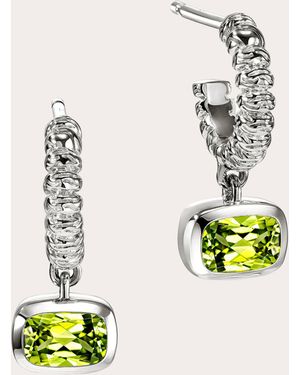 John Hardy Peridot Heishi Gem Hoop Earrings - White