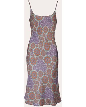 Karma On The Rocks Edo Mozaiku Printed Silk Slip Dress - Purple