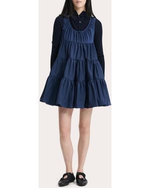 Cecilie Bahnsen Aino Ripstop Tiered Mini Dress - Blue