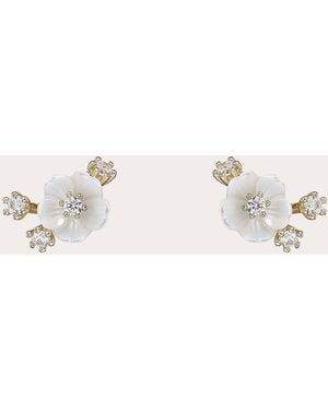 Anabela Chan Diamond & Mother Of Pearl Petite Floral Earrings - Natural