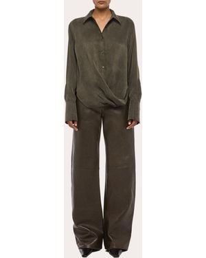 Helmut Lang Fluid Microsuede Drape Shirt - Green
