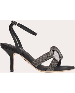 Rodo Marlena 80 Crystal Satin Knotted Sandal - Black