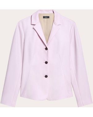 Theory Sleek Flannel Fitted Hourglass Blazer - Pink