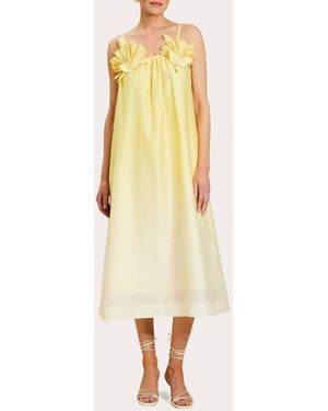 mestiza Solenn Ombré Organza Appliqué Midi Dress - Yellow