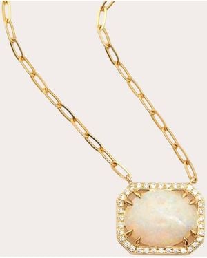 Yi Collection Opal & Diamond Portrait Pendant Necklace - Natural