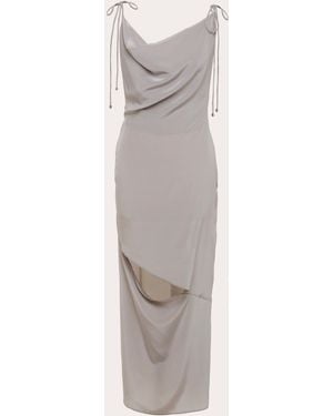 BYVARGA Alice Draped Cutout Silk Maxi Dress - White