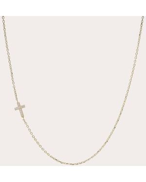Anzie Diamond Pavé Love Letter Cross Necklace - Natural