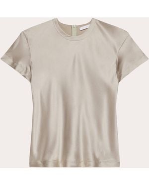 Helmut Lang Silk Satin Crewneck T-Shirt - Natural