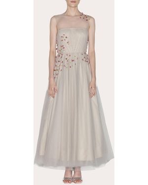 Lia Cohen Embrace Beaded Tulle A-Line Gown - White
