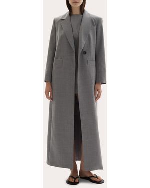 JOAEN Allora Wool Asymmetric Lapel Coat - Gray