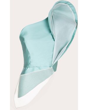 BYVARGA Gigi Satin Asymmetric Twist Top - Blue