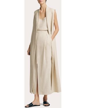 SEV Linen Shawl Collar Long Vest - Natural