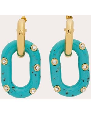 Rabanne Xl Link Palm Spring Crystal Embellished Resin Tone Earrings - Blue