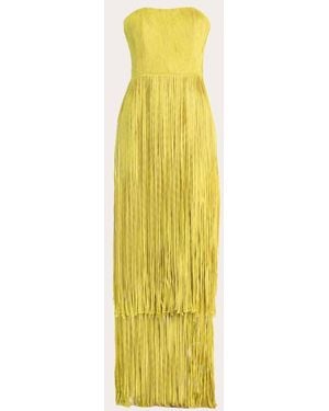 Francisco Arce Anid Silk Fringe Strapless Gown - Yellow
