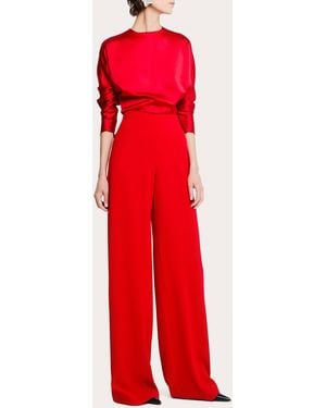 SEV Crepe High-Rise Wide-Leg Pants - Red