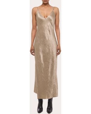 Helmut Lang Crinkled Asymmetric Slip Dress - Natural