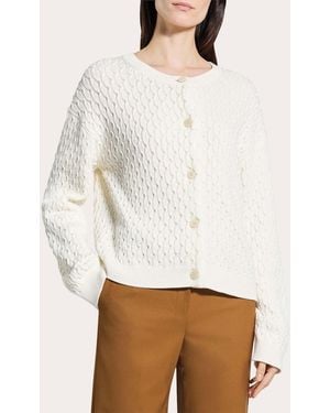 Theory Organic Cotton Cable Knit Cardigan - White