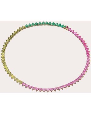 Anabela Chan Sapphire & Tourmaline Peony Eternity Heart Necklace - Natural