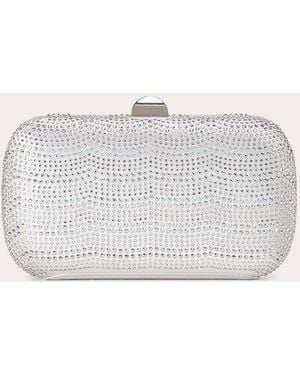 Rodo Lyssa Embellished Satin Structured Clutch - Gray