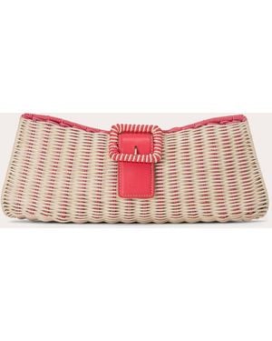 Rodo Nathalie Woven Wicker Clutch - Pink