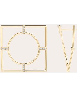 Natori Diamond & 14K Bar Square Hoop Earrings - Natural