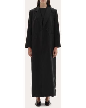 JOAEN Allora Wool Asymmetric Lapel Coat - Black