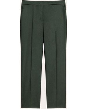 Theory Sleek Flannel Wool Treeca Pull-On Pants - Green