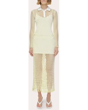 Jonathan Simkhai Petra Openwork Knit Polo Top - Natural