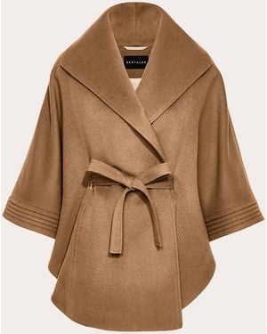 Sentaler Baby Alpaca Belted Shawl Collar Cape - Brown