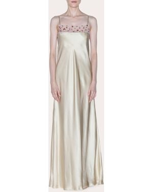 Lia Cohen Eternal Beaded Tulle Silk Bias Gown - Natural