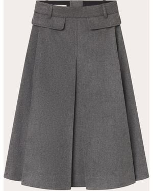 Co. Wool Cashmere Pleated Midi Skirt - Gray