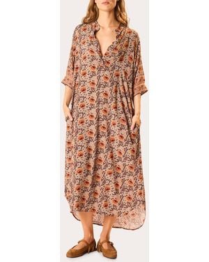 Natalie Martin Lulu Floral Three-Quarter Sleeve Midi Dress Rayon - Multicolor
