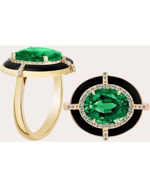 Goshwara Emerald & Diamond G-One Oval Medallion Ring - Green