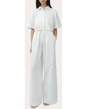 Jonathan Simkhai Ryett Cotton Faille Cropped Button-Up Top - White