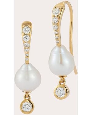 RENNA Organic Pearl Drop Diamond Earrings - Natural